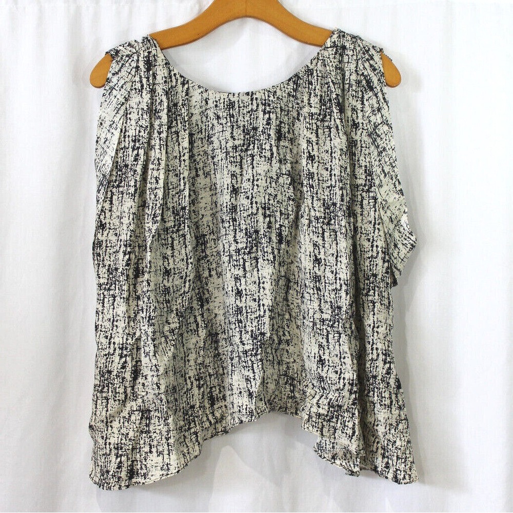 J/J By Julie Haus Womens Black and Ivory Sleeveless Silk Blouse XS